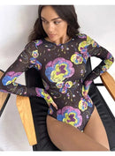 2025 Fashion Sexy Swimsuit 3d Digital Printing Women's Swimsuit Bikini Suit Long Sleeve Sun Protection Surfing Swimsuit Bathing - M & M Global