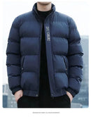 Men's Cotton Jacket Winter Stand Collar Warm Fashionable Trendy Bread Style Coat Regular Fit Male Outerwear Winter Jacket Men