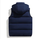 Men Autumn Thicken Cotton Sleeveless Vests Jacket Coat Mens Winter Warm Detachable Hat Outwear Waistcoat Hooded Vest Jacket Male