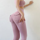 Women's Gym Leggings Pocket Yoga Pants Sexy Naked Feeling  Fitness Sports Pants Stretch Soft High Waist Running Push Up Leggings