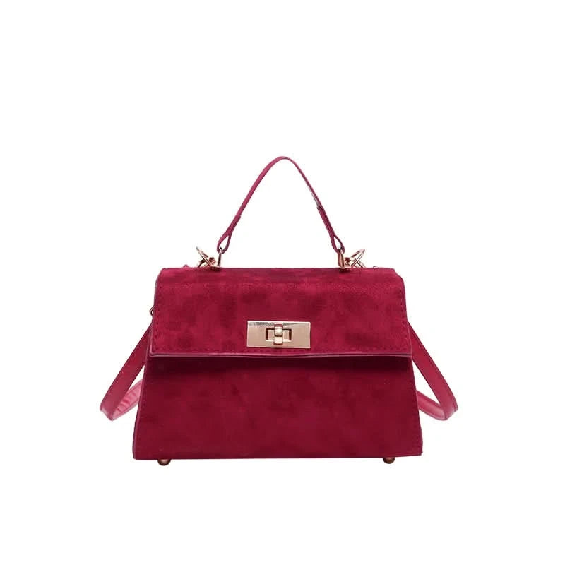Trendy Suede Shoulder Bag Square Clutch Handbag with Adjustable Strap Satchel Purse Tote Bag for Women Work Shopping Travel - M & M Global