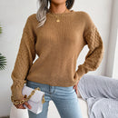 Women Casual Lantern Long Sleeve Knitted Pullovers and Sweaters Autumn Winter 2025