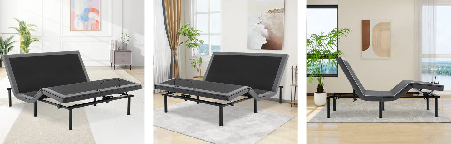JHK Electric Queen Size Bed Ergonomic Adjustable Bed Frame with Wireless Remote Zero Gravity Bed with 2 USB Ports For Bed Room