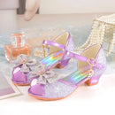 Summer Girls Sandals With Heel Fashion Rhinestone Shiny Glitter Shoes Children Princess Bowtie Pearl Dancing Shoes H876 - M & M Global