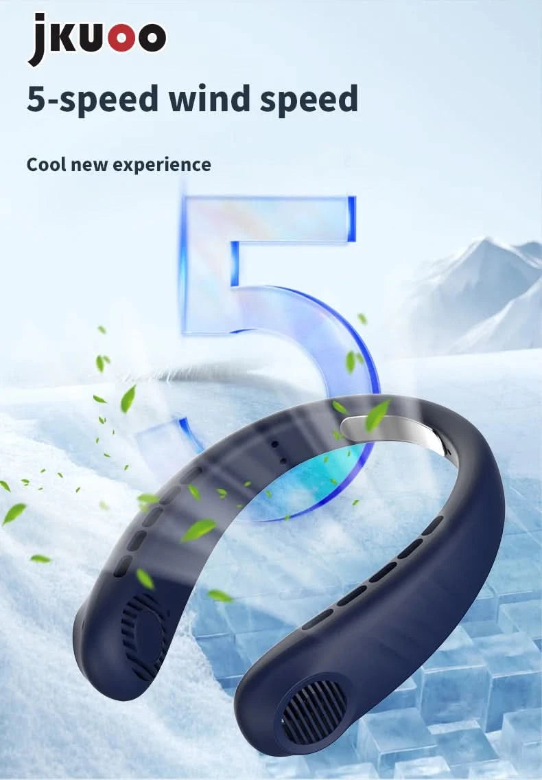 Summer Hot Deal Neck Fan 5-Level Speed Flexible Silicone Families/Travelers/Campers - Beach/Hiking/Outdoor Cooler Limited Offer - M & M Global