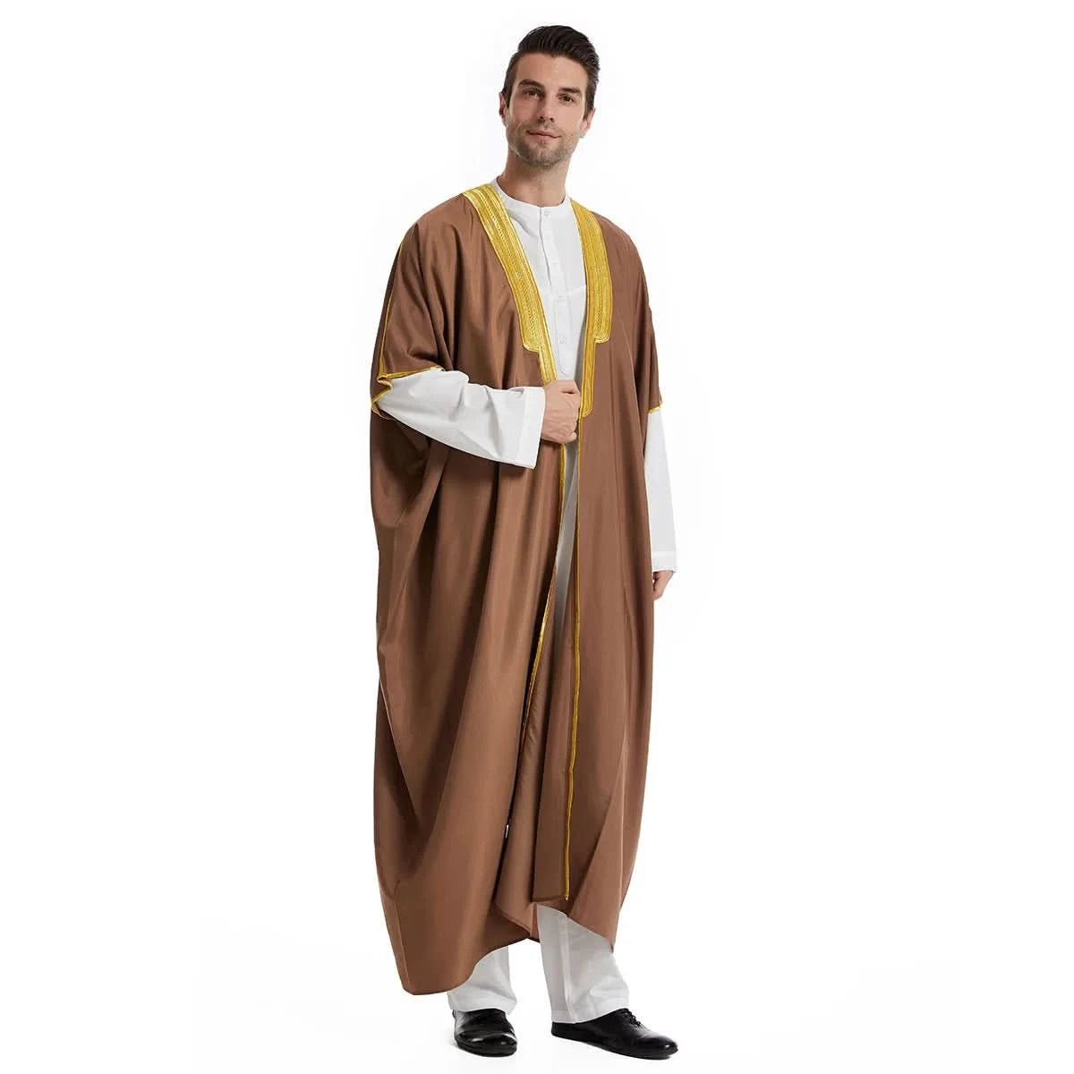 Muslim Arab Men Thobe Thawb Caftan Eid Jubba Thobe Mens Cardigan Abaya Long Dress Ramadan Robe Saudi Arab Musulman Caftan Dubai - M & M Global