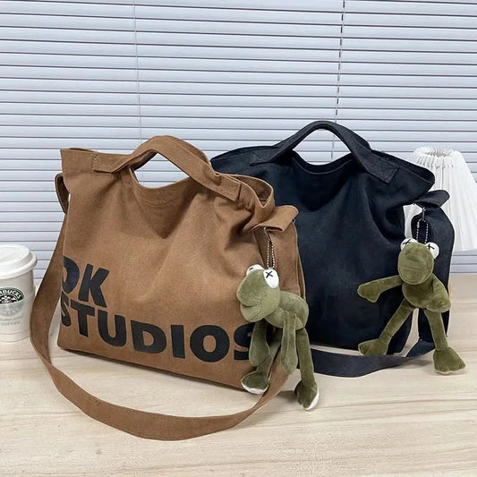 Vintage Canvas Messenger Bag, Retro Large Capacity Shoulder Bag, Women's Casual Handbag & Tote Hobo Purse - M & M Global