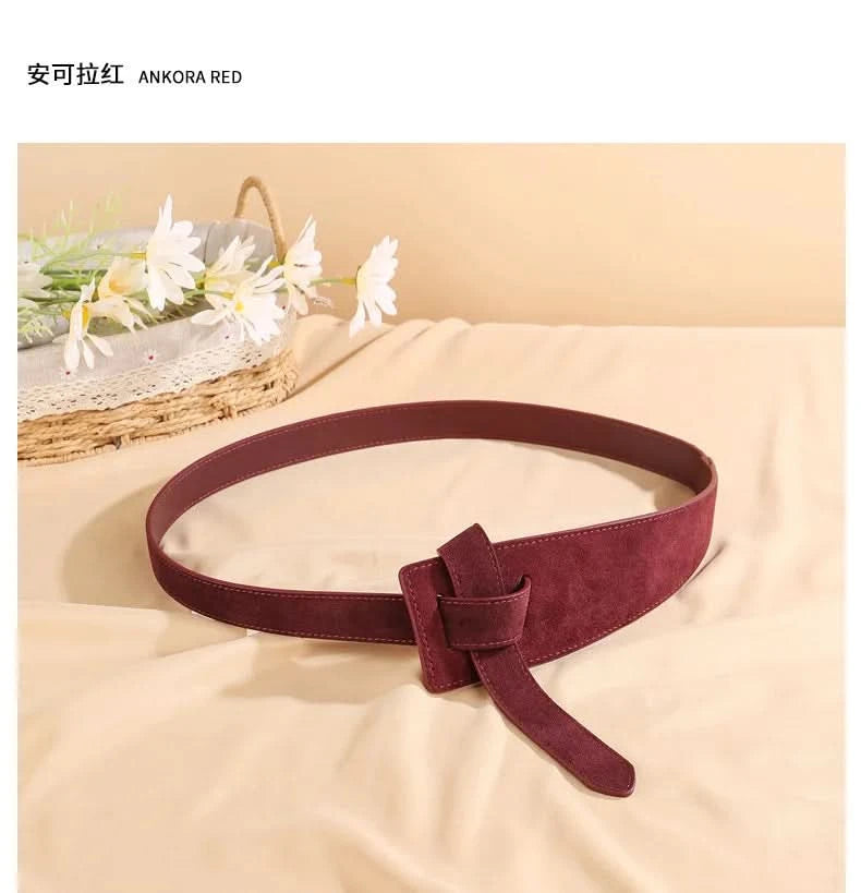 Knotted Belts for Women Belt Lady Waistband Soft Genuine Leather Suede Cowhide Waist Belt Straps Long Dress Coat Accessories - M & M Global