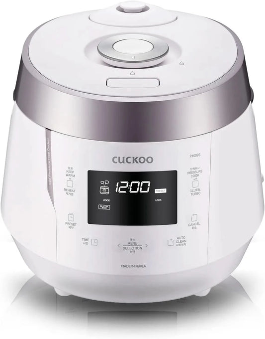 Heating Pressure Cooker & Warmer - 12 built-in programs, Glutinous (white), Mixed, Brown, GABA rice, and more, 10 cups - M & M Global