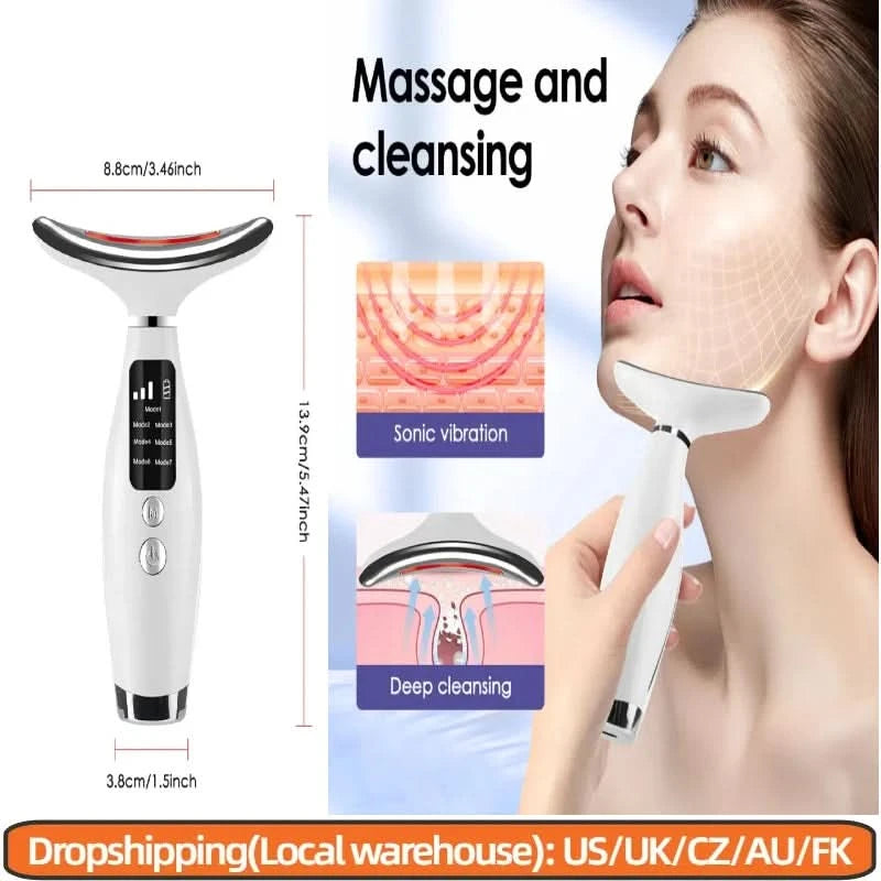 EMS Micro-current Neck Face Beauty Device LED IPL Skin Rejuvenation Cleaning Double Chin Removal Facial Lifting Firming Massager - M & M Global