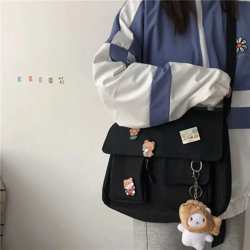 Japanese Harajuku Cute Retro Girl Messenger Shoulder Bag Canvas Student School Female - M & M Global