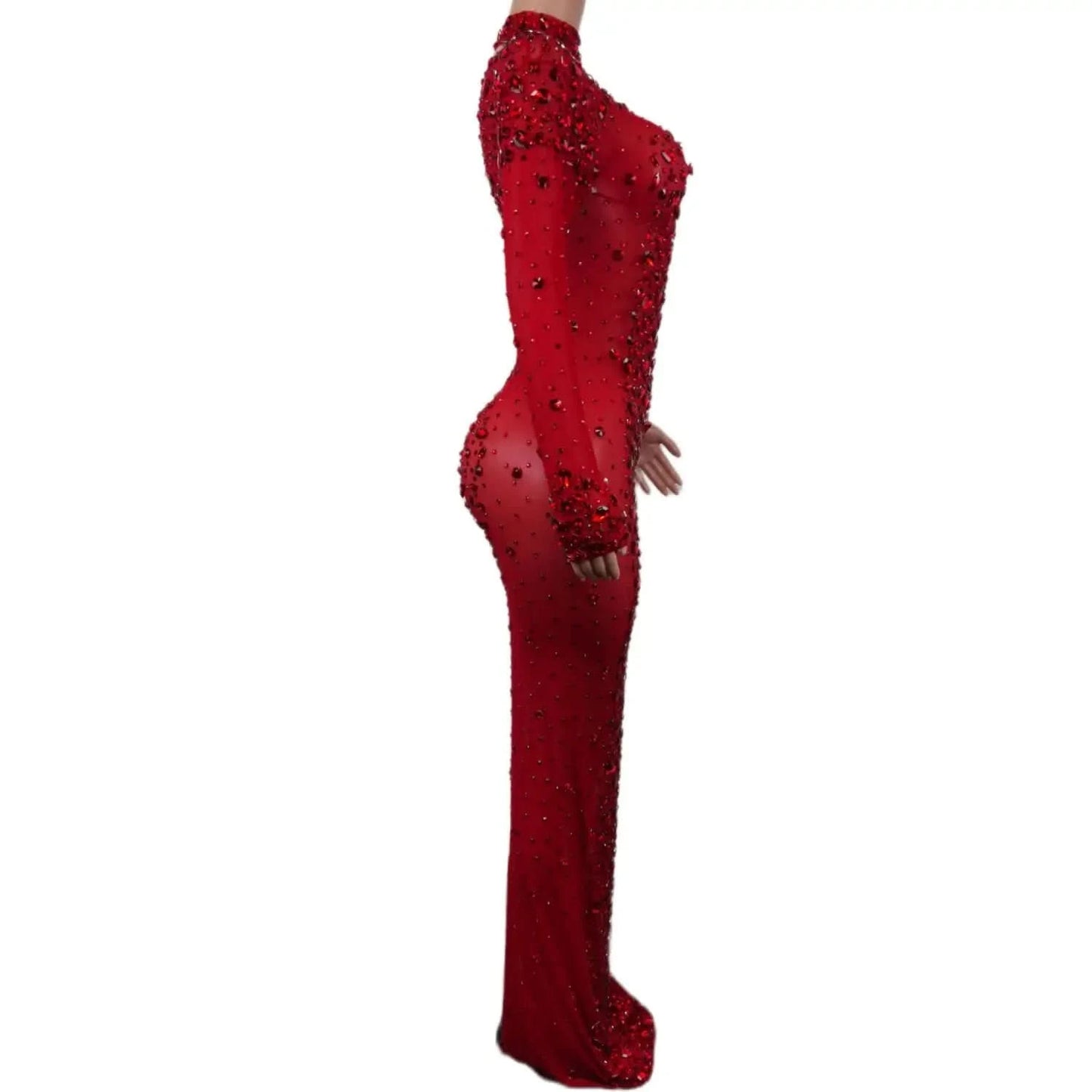 Sexy Party Banquet Evening Dresses Women Sparkly Rhinestone Long Dress Nightclub Singer Stage Costume Festival Clothing Cuixing - M & M Global
