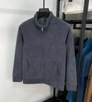 Men's Fleece Hoodie Autumn Winter Thicken Standing Collar Zipper Cardigan Jacket Simple Fashion Street Warm Outerwear Tops