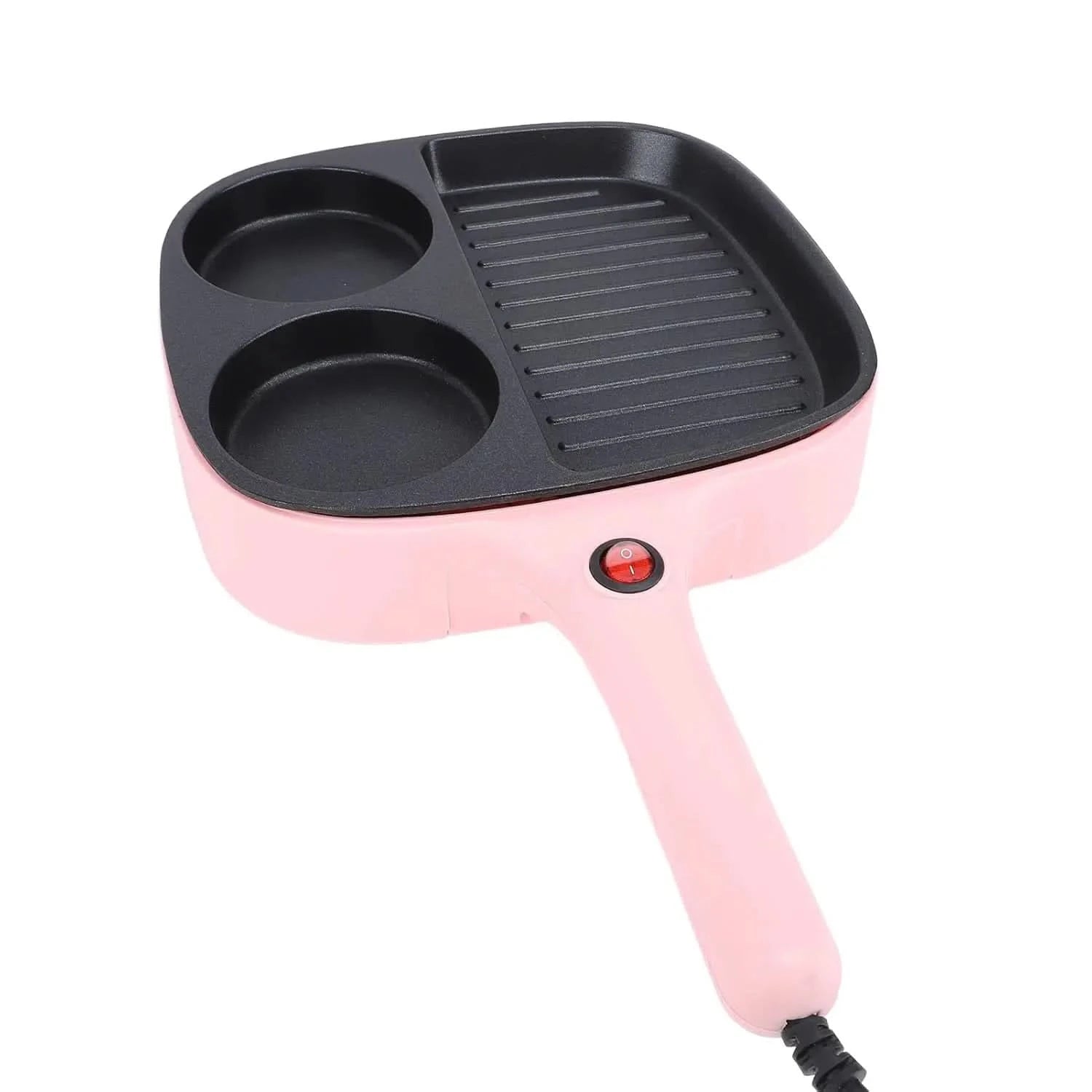 Electric Breakfast Sandwich Maker Nonstick Egg Pan Divided Grill Burger Machine Pink for Kitchen (US Plug 110V) - M & M Global