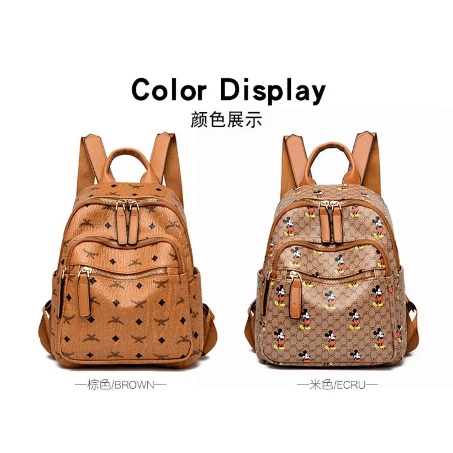 Disney Ladies Backpack Trendy Women's Tote 2025 Mickey Multifunctional Fashion Knapsack Joker Large Capacity Travel Backpack New - M & M Global