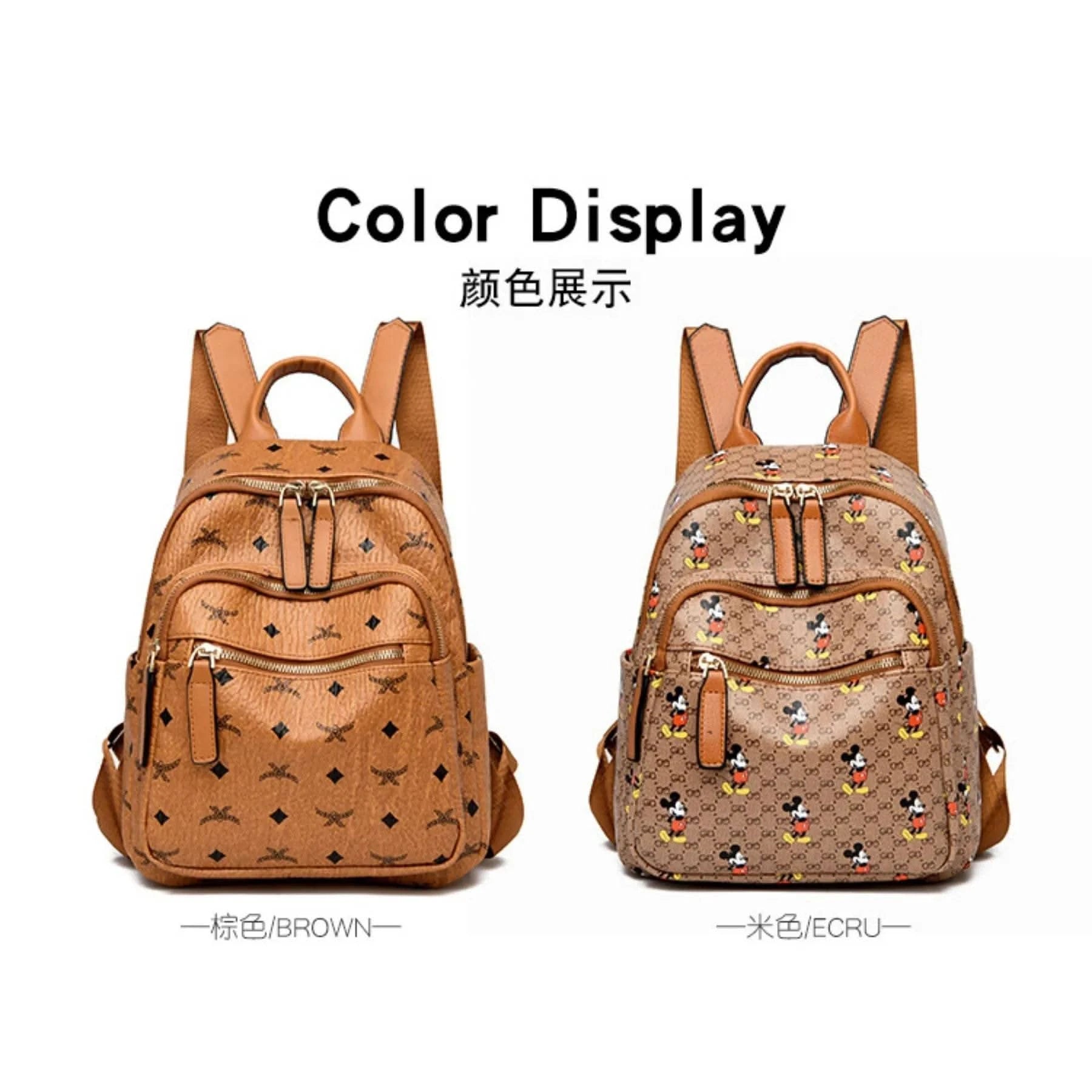 Disney Ladies Backpack Trendy Women's Tote 2025 Mickey Multifunctional Fashion Knapsack Joker Large Capacity Travel Backpack New - M & M Global