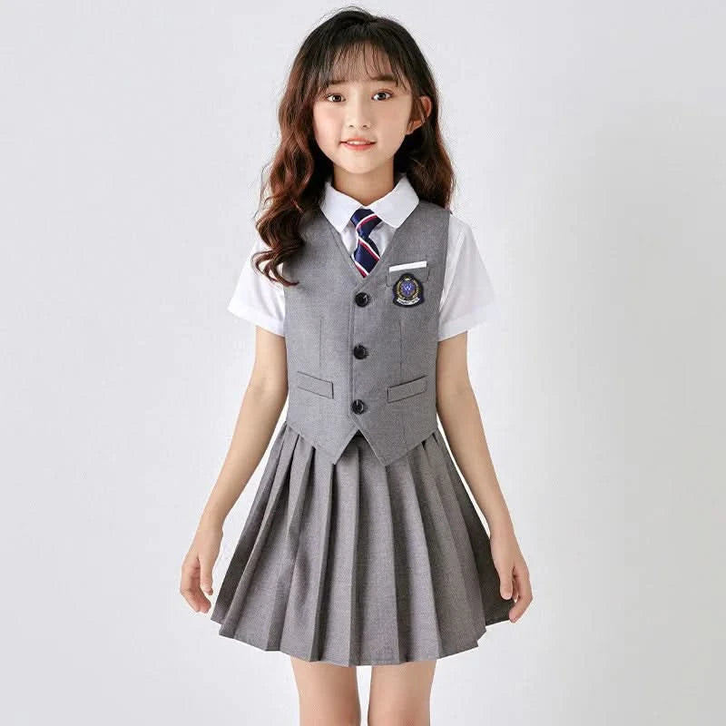 6PCS Summer Kids Weddding Suit Outfit Set Formal Elegant Suit for Kid Boy Kids Shirt Vest Shorts Socks Tie Sticker Clothing Suit - M & M Global