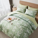 7-piece leaf pattern printed Comforter Set, 100% microfiber soft and durable Skin-friendly breathable super soft bedding set