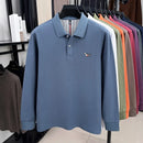 Luxury and fashionable 100%pure cotton comfortable long sleeve polo shirt for men new spring and autumn brand embossed puppy top