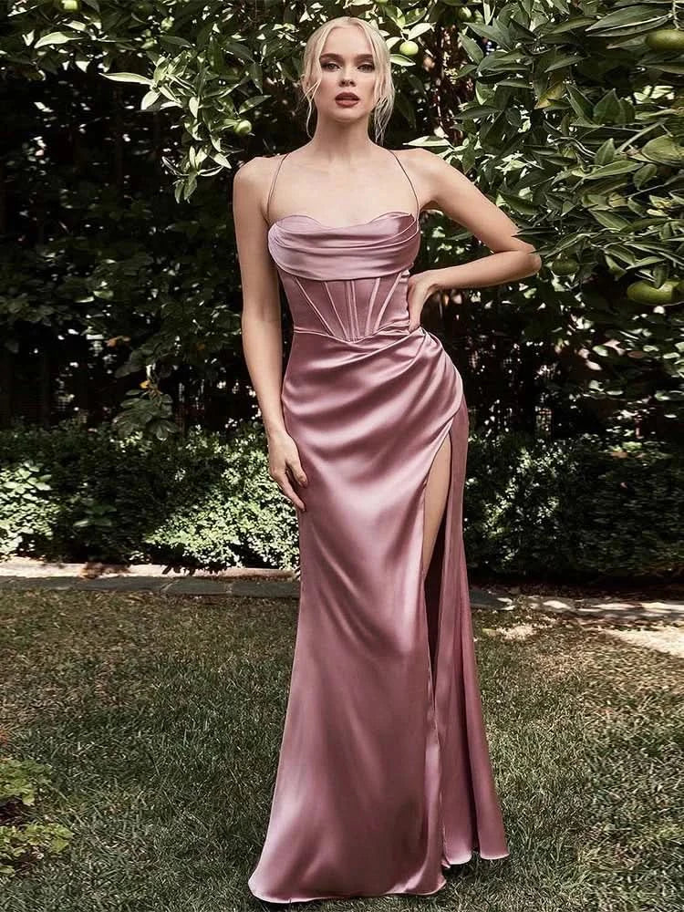 Sexy Green Long Dress Halter Split Dress Party Party Christmas Halloween Evening Dress - M & M Global