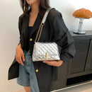 Luxury Laser Design Chevron Quilted Shoulder Bag  Women's High Quality Embroidered Thread PU Leather Crossbody Messenger Bag - M & M Global