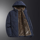 Winter Men's Fleece Warm Down Parkas Fashion Men Cotton Thick Padded Coats Men Thermal Windbreaker Hooded Overcoats Clothing