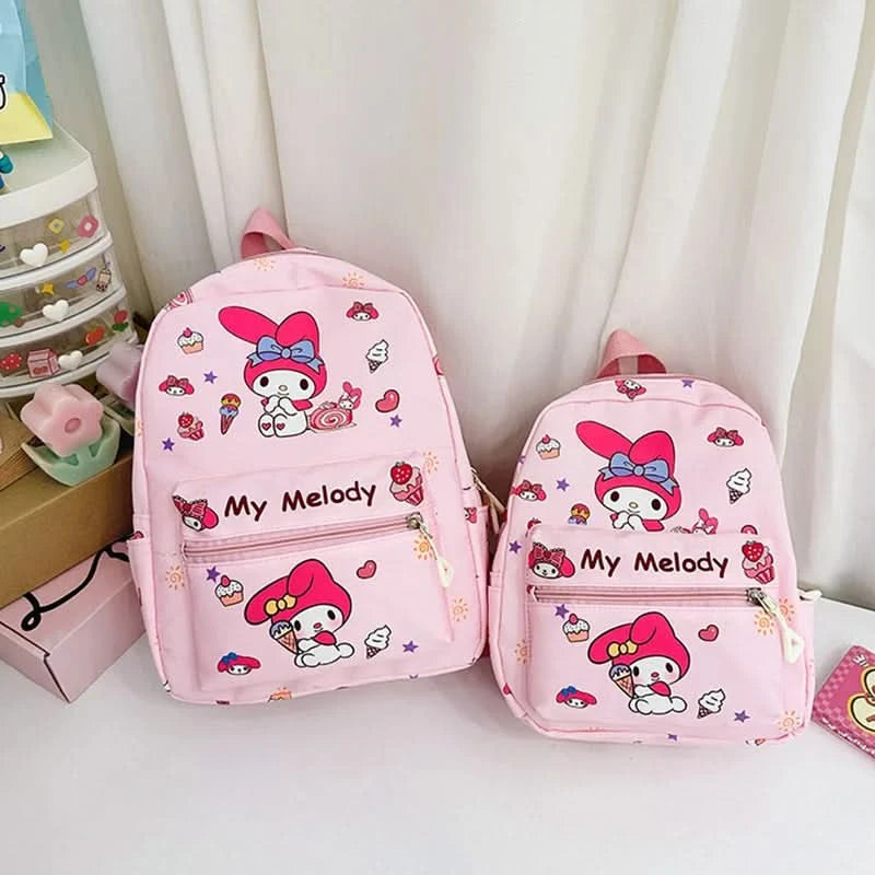 Sanrio Kuromi Hello Kitty My Melody Cinnamoroll Cartoon Backpack Cute Pompom Purin Pochacco School Bag For Adults Kids Sac A Dos - M & M Global