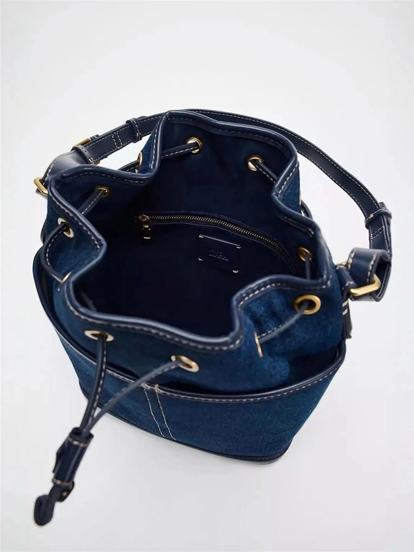 2024 Autumn/Winter new denim hand bill shoulder bag Fashion canvas bucket bag - M & M Global