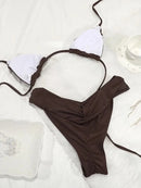 Summer 2025 Bikini Luxury Swimwear Women Biquini Folds Bikini Set Bathing Suit Women Swimsuit High Grade Champagne Bikinis Beach - M & M Global