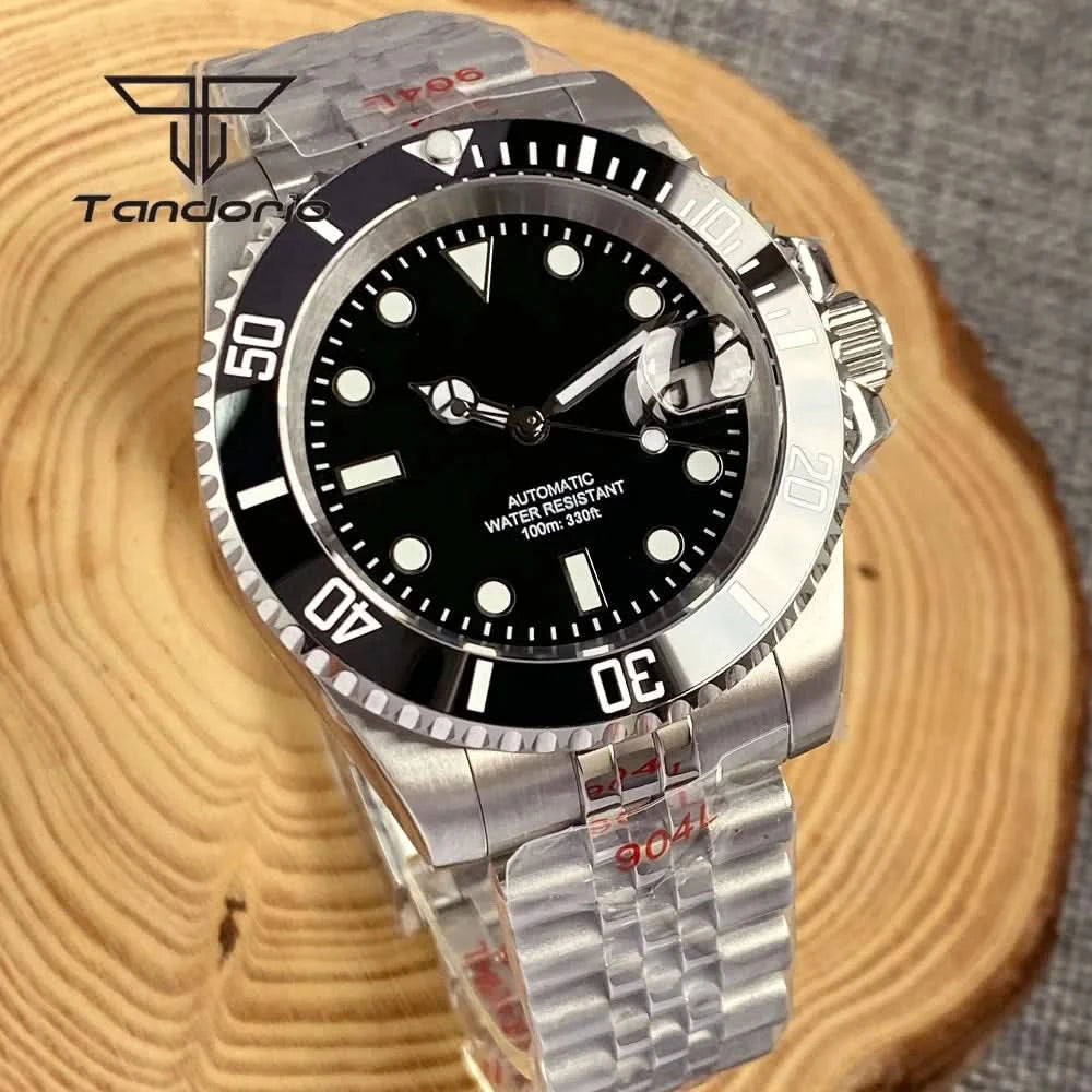 Tandorio NH35A Date Stainless Steel 40mm Dive Automatic Men Watch Sapphire Crystal Rotating Bezel Luminous Mechanical Wristwatch - M & M Global