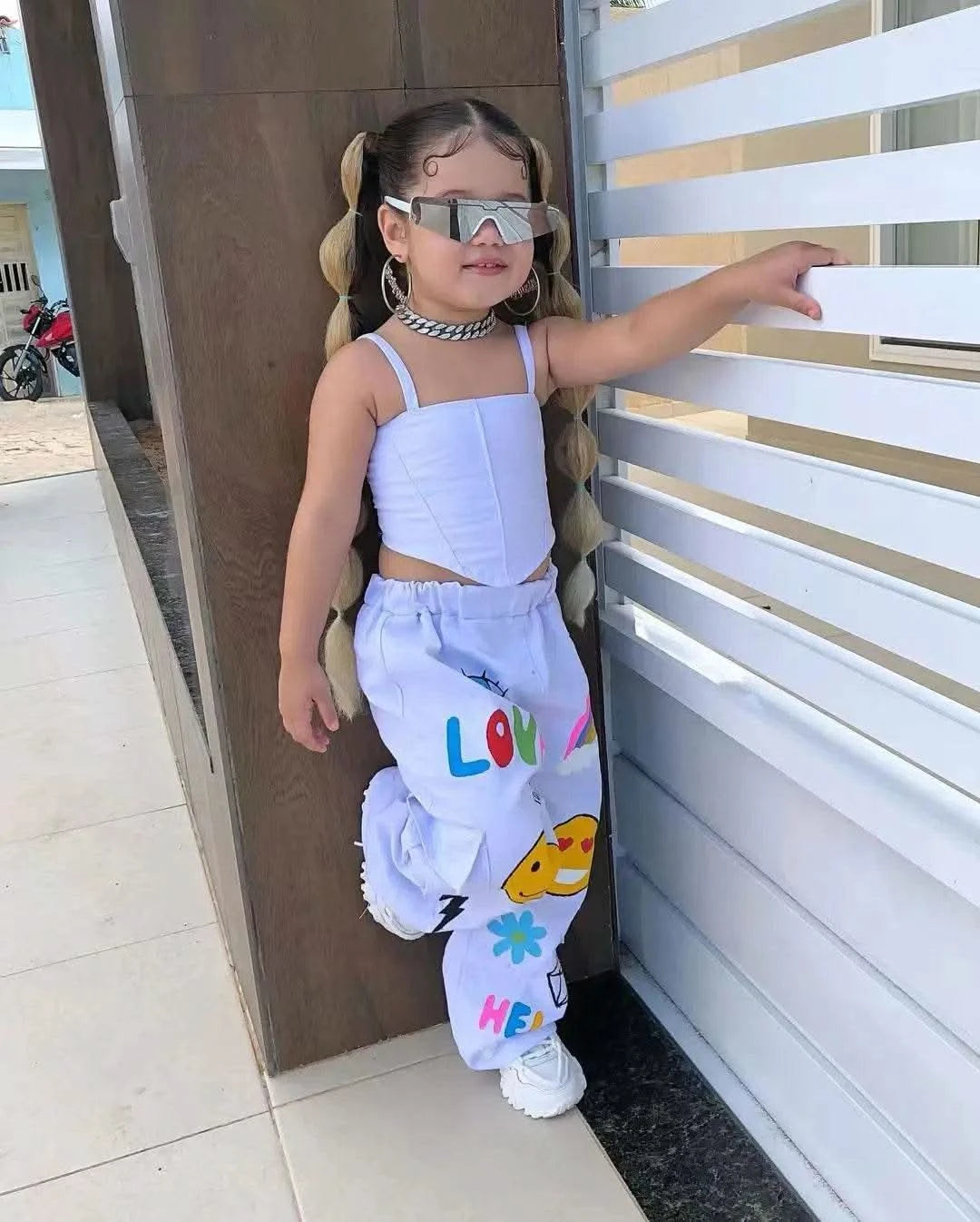Children's Clothing Girl's Clothes 2 Pcs Set Summer Suspender Top+Long Pants Kid Girl Fashion For 3 4 5 6 7 8Y - M & M Global