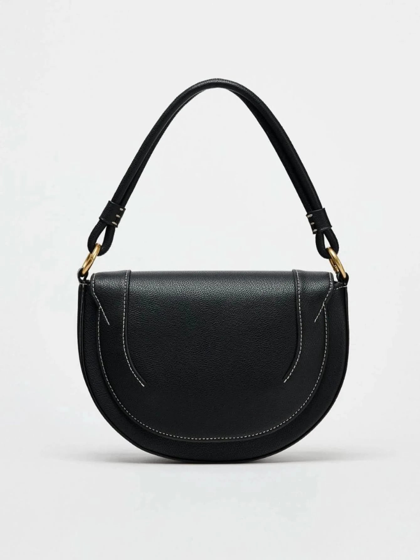 Autumn and winter new women's bag handbag advanced color contrast line embellished single shoulder crossbody bag - M & M Global