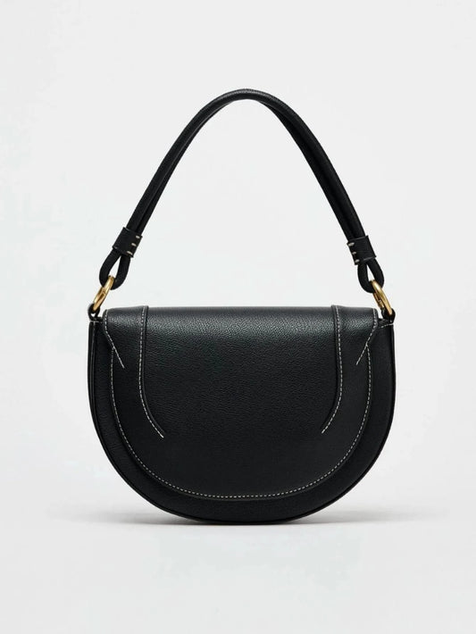 Autumn and winter new women's bag handbag advanced color contrast line embellished single shoulder crossbody bag - M & M Global