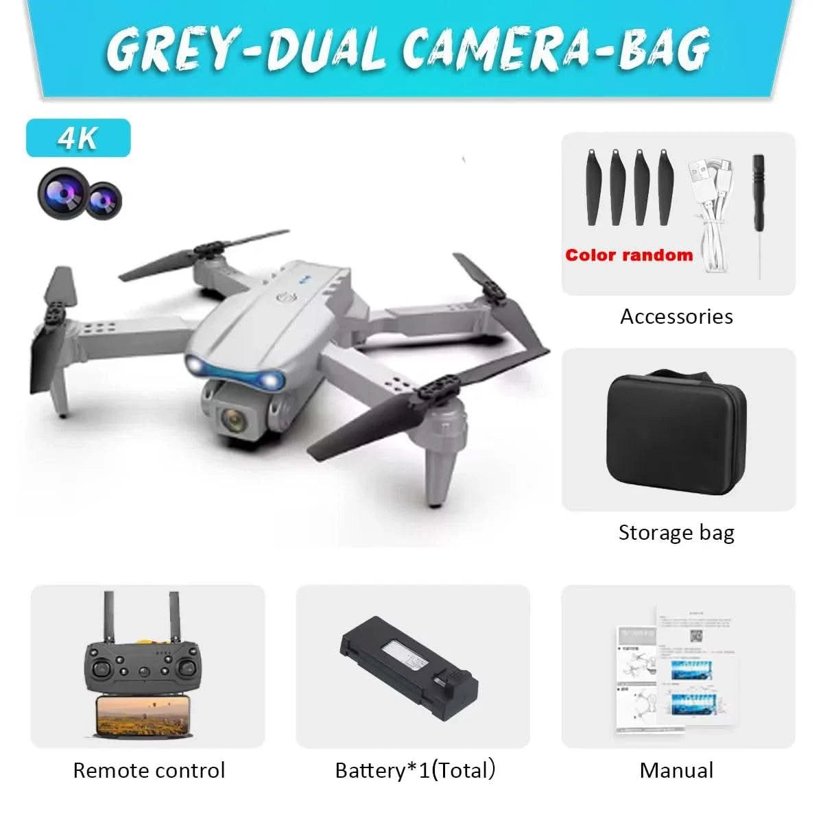 E99Pro Drone HD Professional 4k drone Dual Camera WIFI fpv Aircraft Quadcopte Obstacle Avoidance Aerial Photography Drone - M & M Global