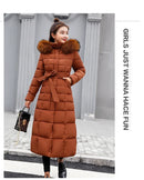 Korean Style Thickened Winter Cotton Jacket Women's Long Coat with Fur Collar Slim Fit Hooded Ladies' Cotton Padded Coat