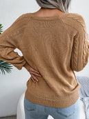 Women Casual Square Collar Buttons Long Sleeve Knitted Pullover Sweaters for Autumn Winter 2026