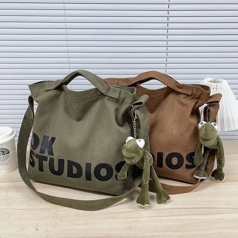 Vintage Canvas Messenger Bag, Retro Large Capacity Shoulder Bag, Women's Casual Handbag & Tote Hobo Purse - M & M Global