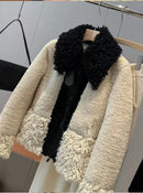 Original high-quality 2026 new women's jacket top patchwork faux fur effect coat