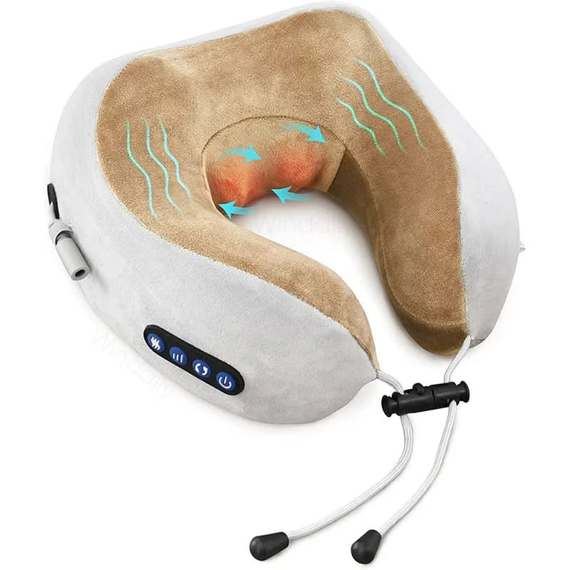 Electric Neck Massager With Heat Vibration 3D Kneading Shiatsu Massage U Shaped Pillow For Shoulder Cervical Pain Relief Fatigue - M & M Global