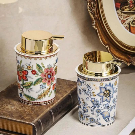 250ML Color Pattern Ceramic Lotion Bottle Facial Cleanser Foamer Home Makeup Remover Shampoo Storage Bottle Bathroom Accessories - M & M Global