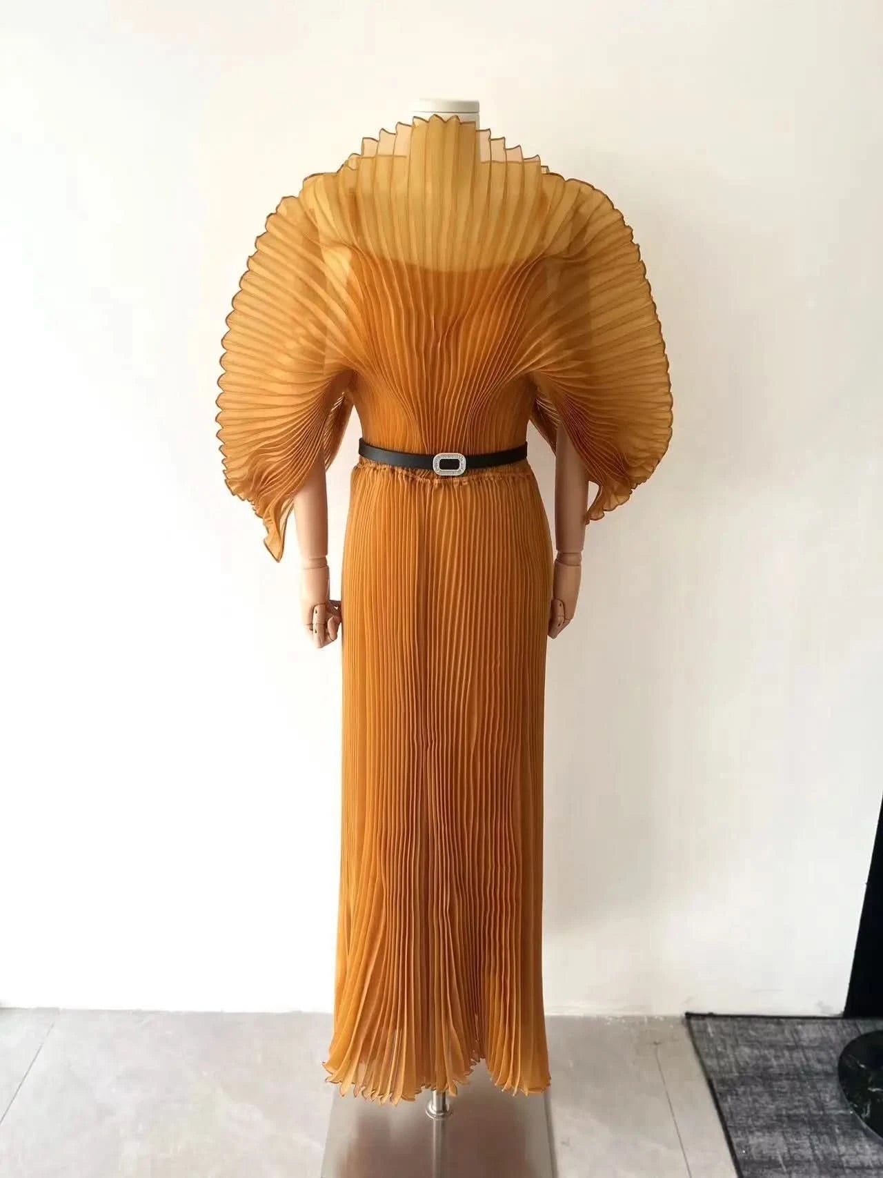 YUDX Pleated 2024 Fall New Handmade Pleated Women's Dresses Loose Plus Size Women's High Smocked Dress Long Dress - M & M Global