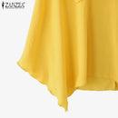 ZANZEA Women T-Shirts Summer Tops 2025 Solid Sleeveless Tees Fashion Asymmetrical Tunic Casual Loose Scarf O Neck Pullovers
