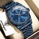 POEDAGAR Fashion High Quality Men Clock Waterproof Date Week Watch For Man Stainless Steel Luxury Quartz Men's Watches Reloj+Box