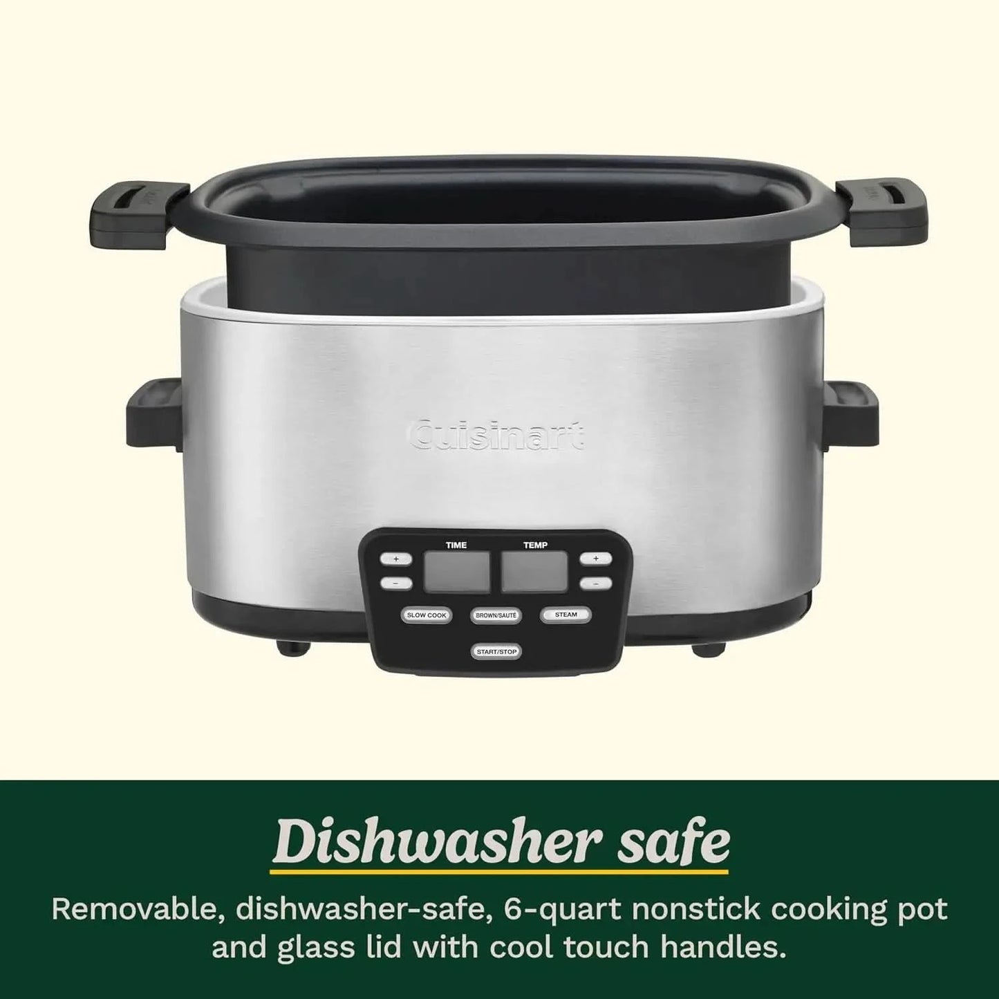 MSC-600 3-In-1 Cook Central 6-Quart Multi-Cooker: Slow Cooker, Brown/Saute, Steamer, Silver - M & M Global