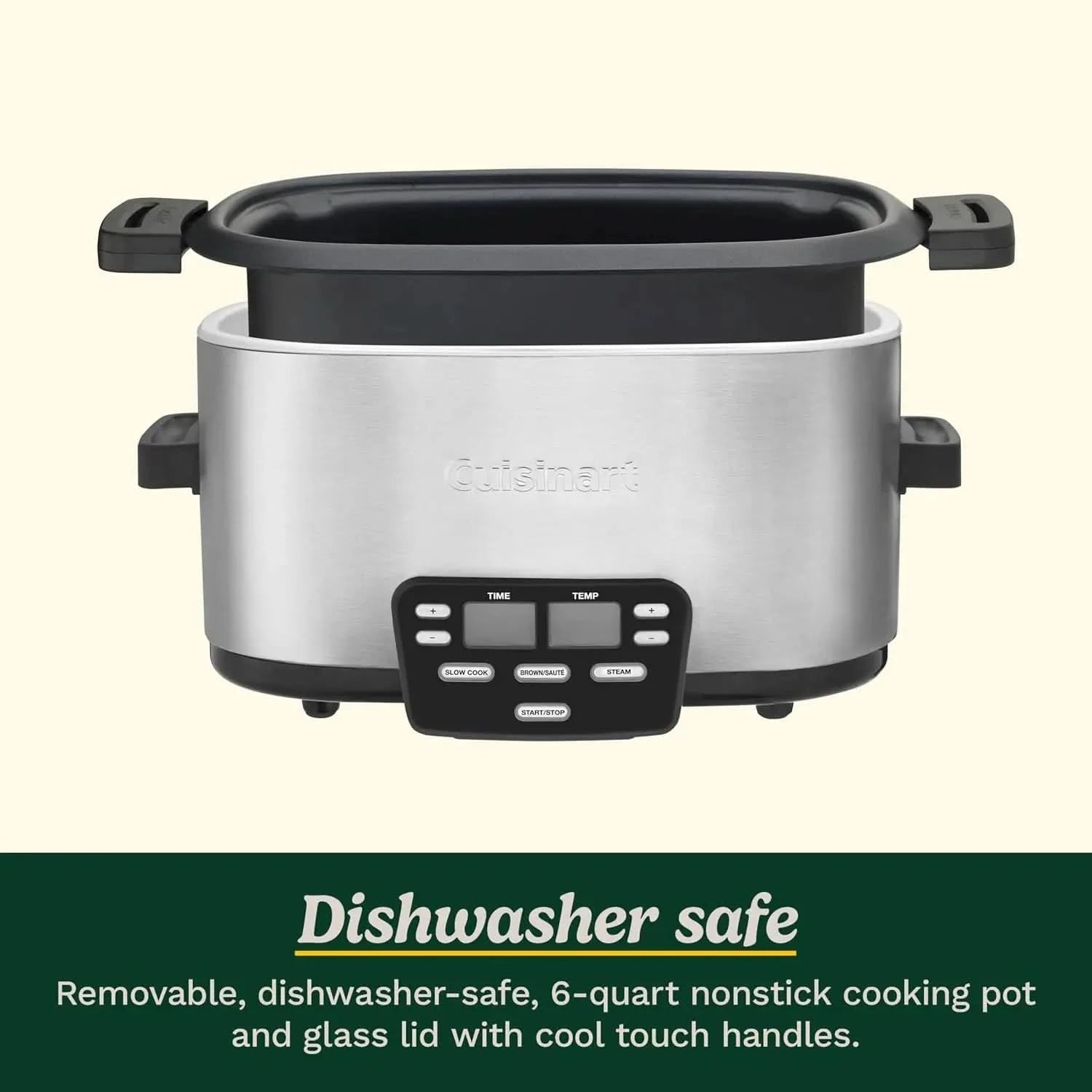 MSC-600 3-In-1 Cook Central 6-Quart Multi-Cooker: Slow Cooker, Brown/Saute, Steamer, Silver - M & M Global