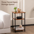 JHK 2/3-Tier End Table Side Tables with Adjustable Feet Small Nightstand Steel Frame Space-Saving for Bedroom Living Room Office