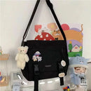 Harajuku Versatile Messenger Bag, Retro Street Crossbody Bag, Student School Canvas Bag,Casual Large Capacity Shoulder Bag - M & M Global