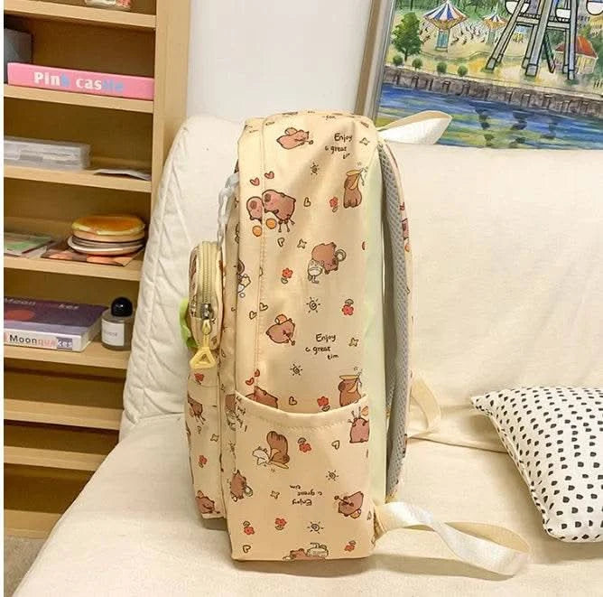 Cute Capybara Backpack for Girls Boys Student Teenager Children's Rucksack Women Cute Casual School Bags Kids Birthday Gift Toy - M & M Global
