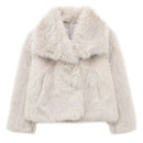 HH Women Elegant Faux Fur Coat Warm Fluffy Loose Long Sleeve Lapel Jacket Autumn Winter Fashion High Street Lady Outerwear