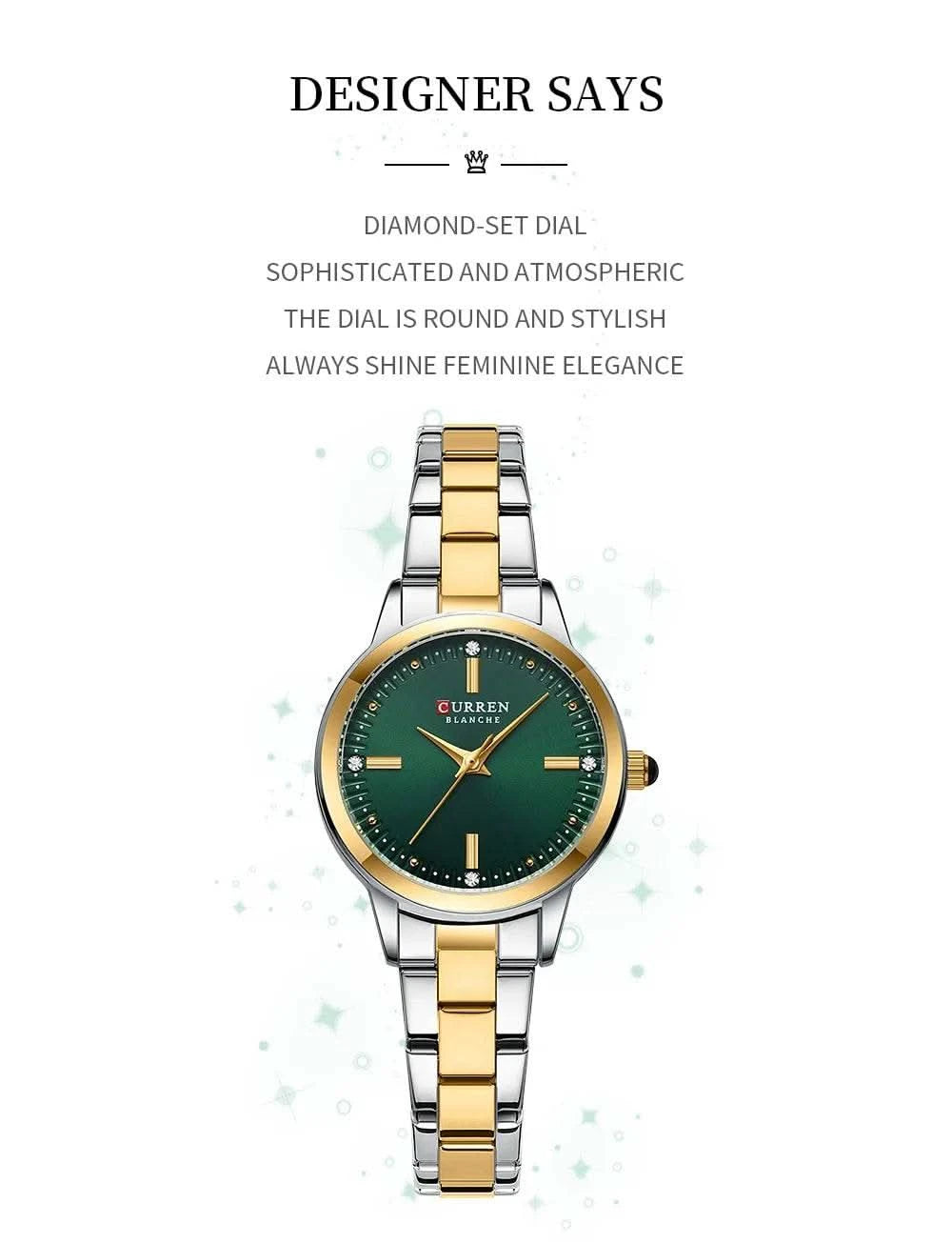 CURREN-Women's Simple Dial Wristwatch, Elegant and Charming Bracelet Quart Watches for Lady, Fashion Brand - M & M Global
